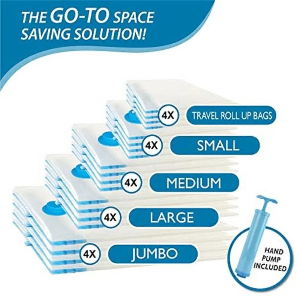 20 Pack Vacuum Storage Bags Jumbo Large Travel Compression w/ Pump